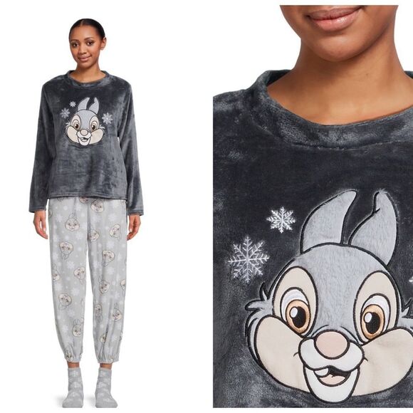 Disney Bambi Thumper Long Sleeve Top & Pants Pajama Set Lounge Size small 4-6 - Picture 1 of 9